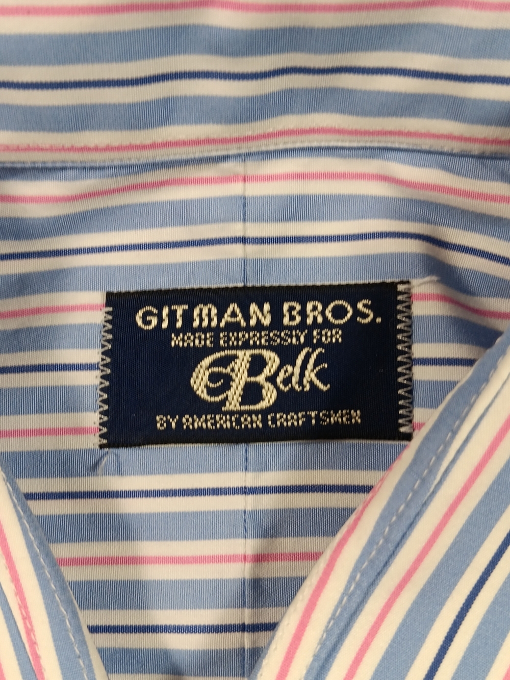 Vintage Gitman Bros Shirt Mens 16.5-33 Long Sleeve Button Up Striped Nautical - Picture 2 of 13